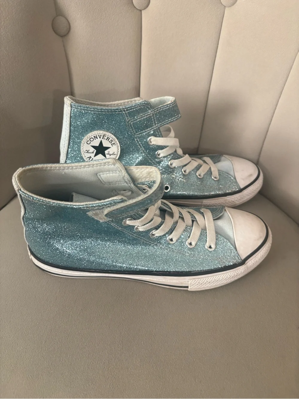 Converse Kids' Glitter High-Top Sneakers in Sparkling Light Blue